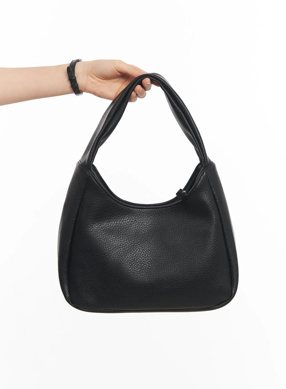 Sleek Faux Leather Shoulder Bag CA502