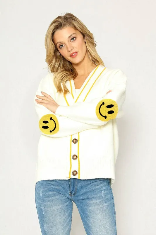 Smiley Face Knit Cardigan