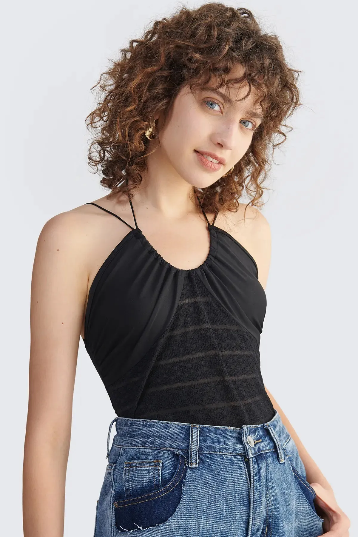 Spaghetti Strap Tie Back Camis Top