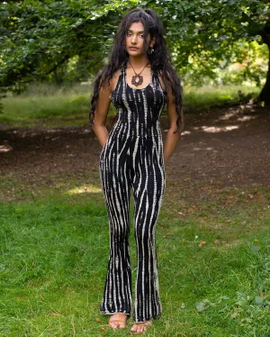 Tie Dye Flared Jumpsuit Black