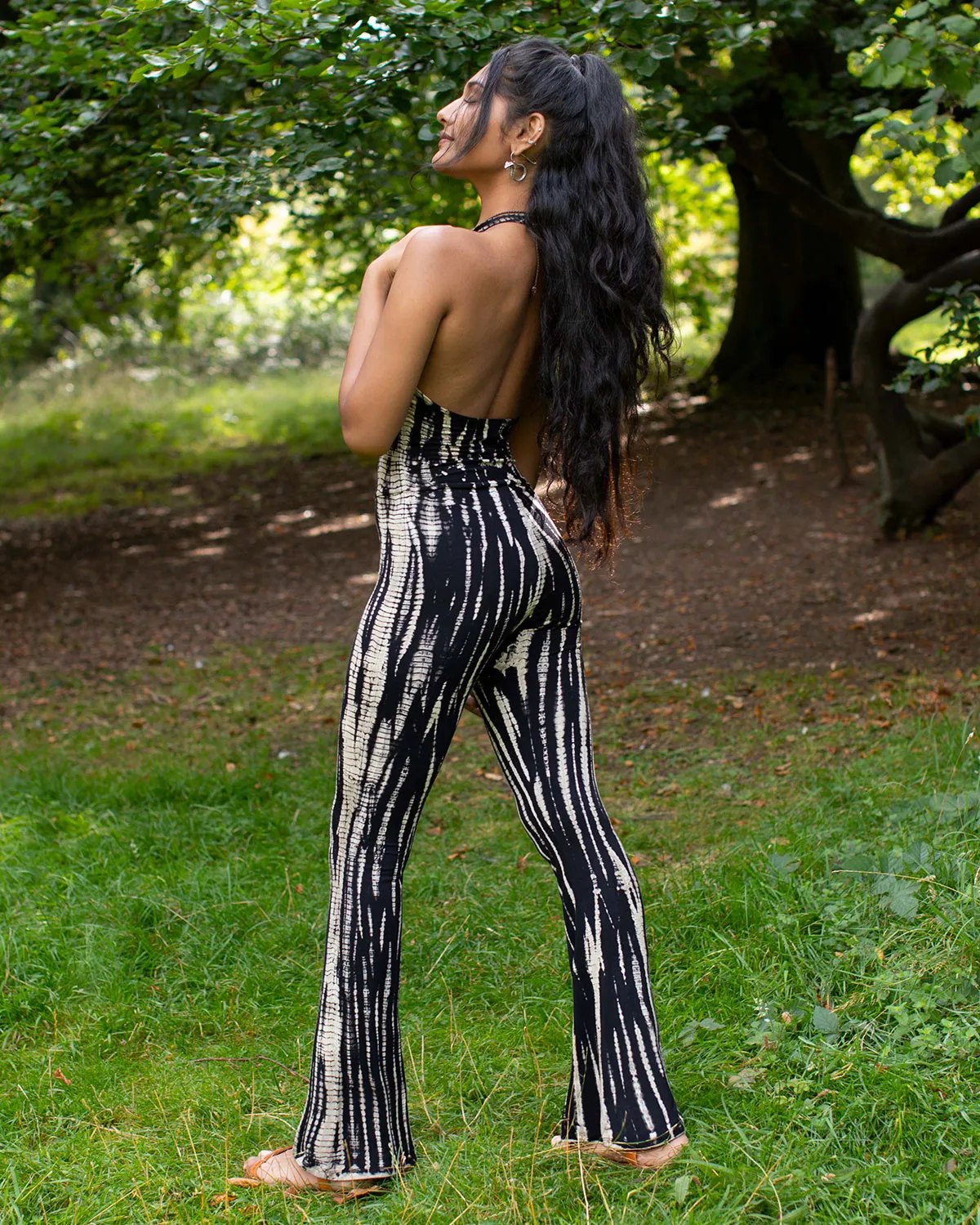 Tie Dye Flared Jumpsuit Black