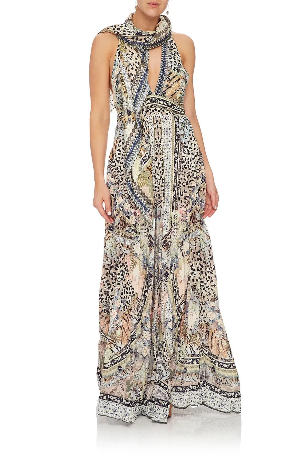 TIE NECK HALTER JUMPSUIT MOTO MAIKO