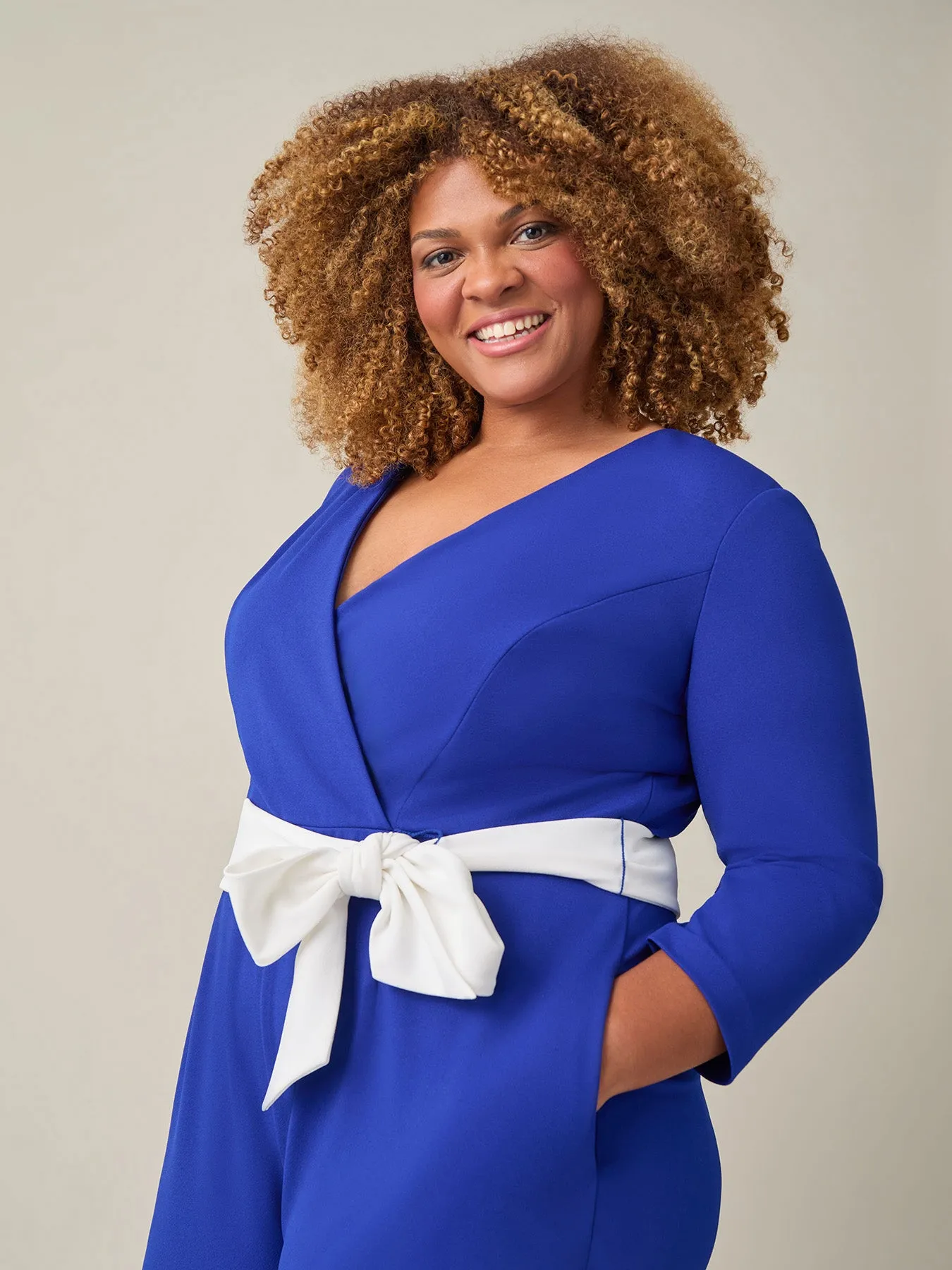 Tie-Waist Jumpsuit, Royal Signature