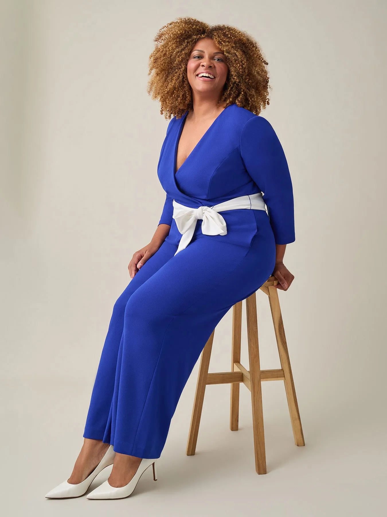 Tie-Waist Jumpsuit, Royal Signature
