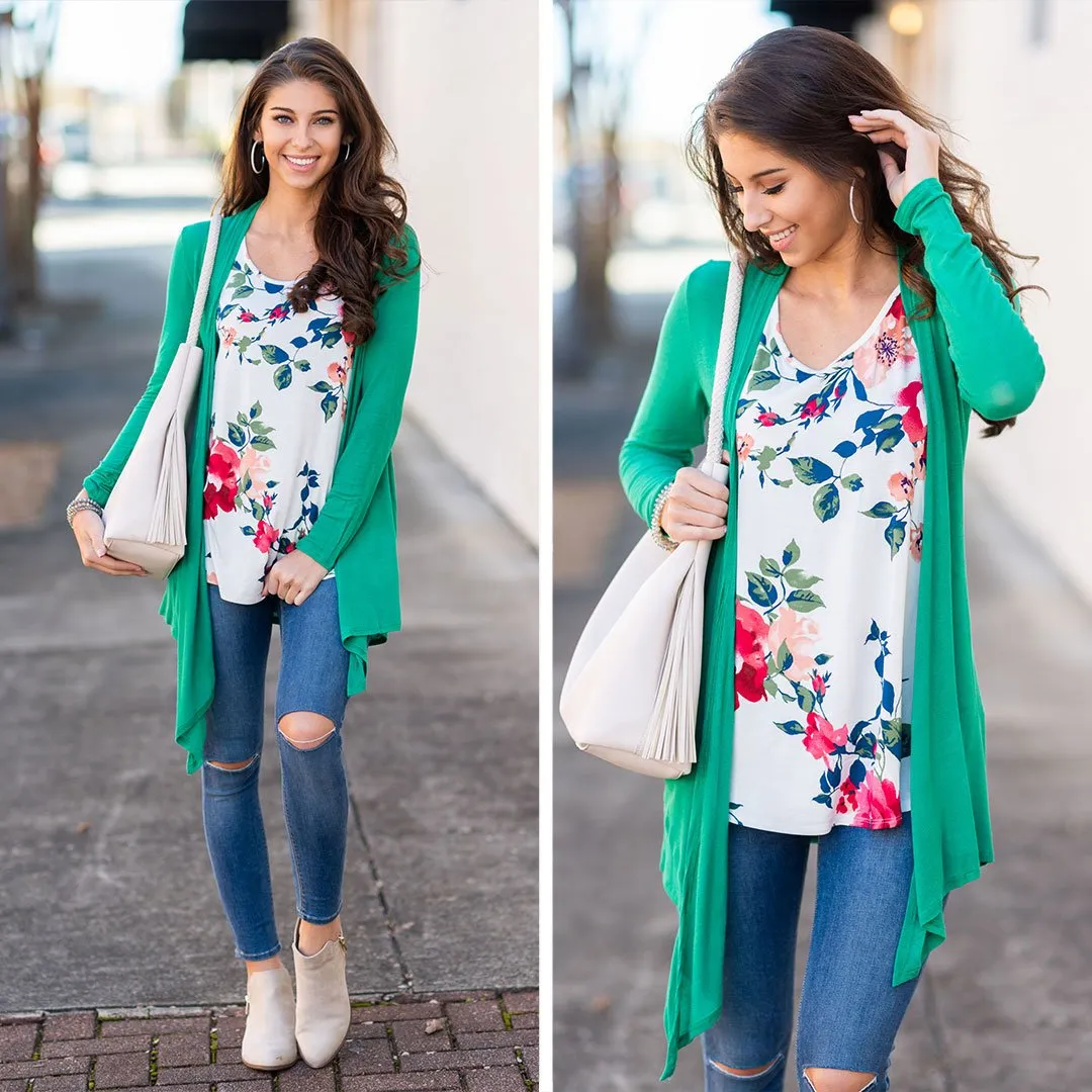 Undeniable Kelly Green Classic Cardigan