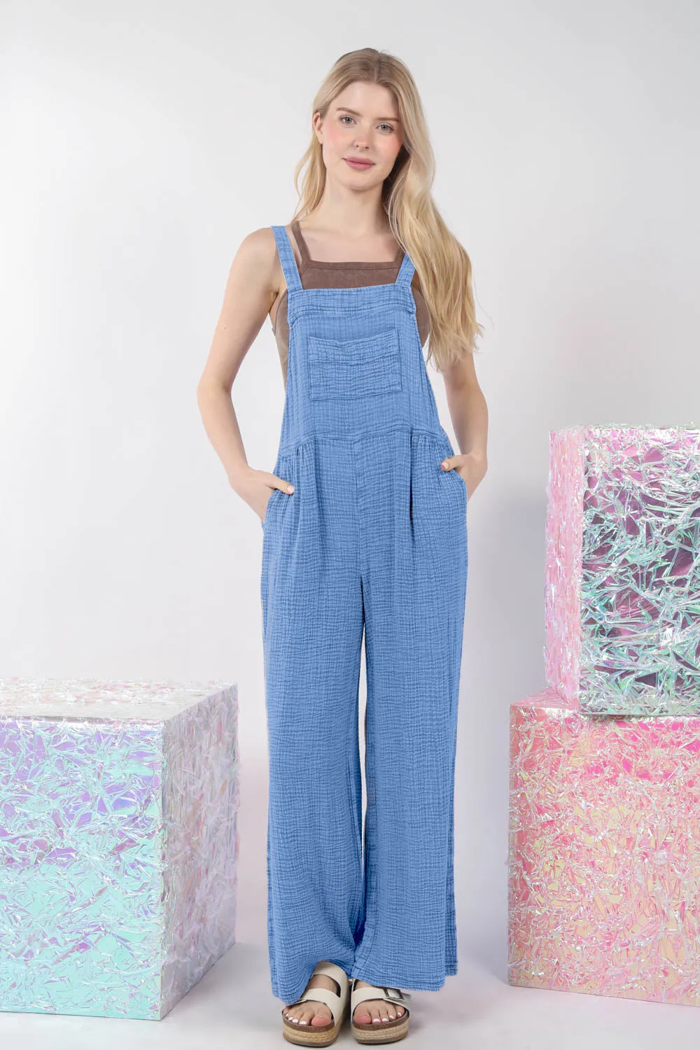 Washed Gauze Jumpsuit in Blue