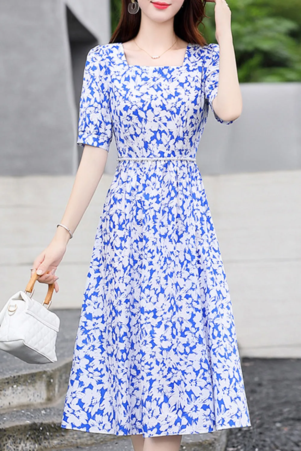 Women Awesome Skirt Style Printed Short Sleeve Dress - C5450ZWD